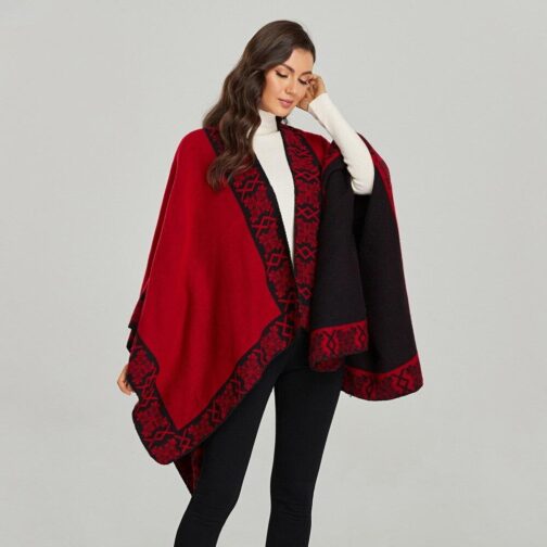 poncho femme hiver rouge rouge 287
